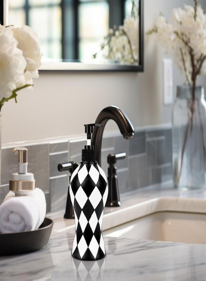 BUNCHBRAVO Elegant Diamond Soap Dispenser | 16oz Hand-Painted Resin Pump Bottle | Modern Minimalist Bathroom, Kitchen, or Vanity Counter Decor - Image 3